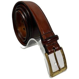 Brooks Brothers Brown Genuine Leather Solid Brass Buckle 40” Belt
